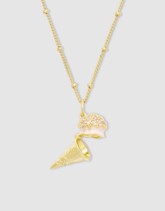 Wanderlust + Co - Cafe W+Co Ice-Cream Gold Necklace