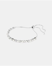 Swarovski - Matrix bracelet, Crystal pearl, Round cut, White, Rhodium plated