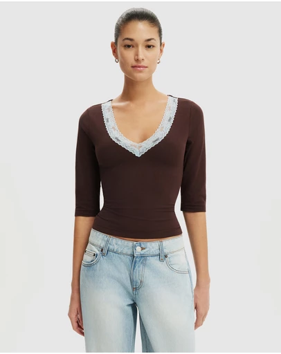 Cotton On - Eva Lace 3/4 Top