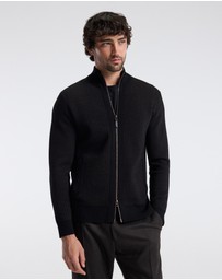 Calibre - Geometric Jacquard Cardigan Chocolate