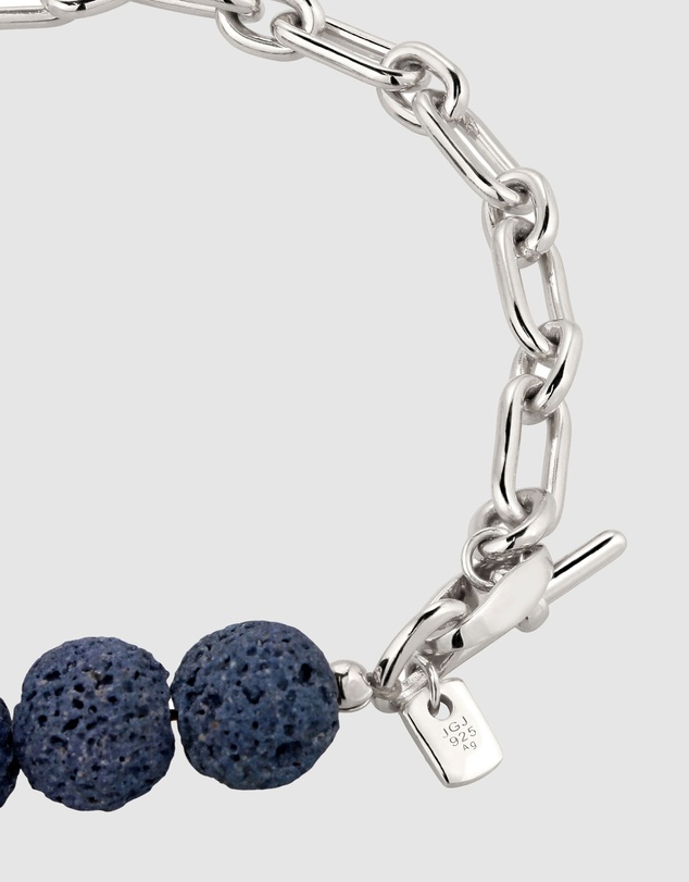 Kuzzoi - ICONIC EXCLUSIVE - Blue Lava Oval Link Chain Bracelet in 925 Silver