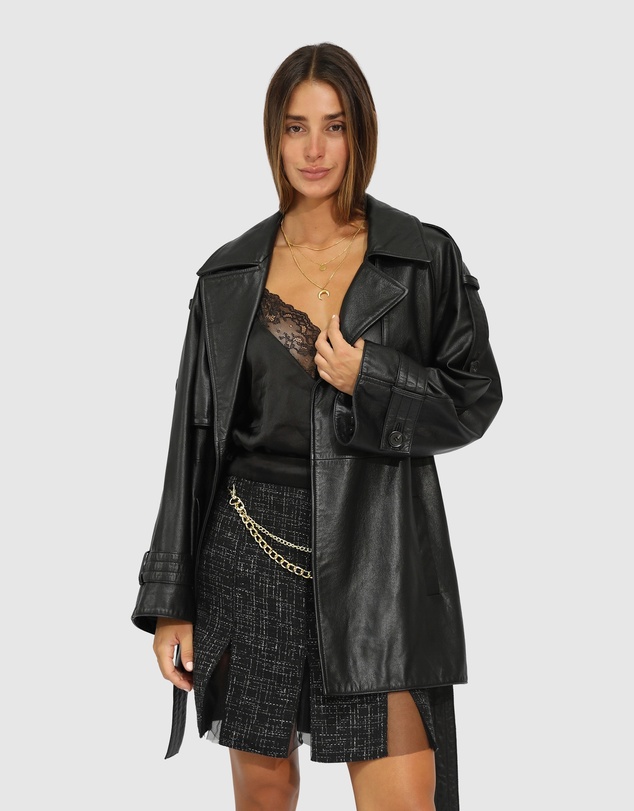 Belle & Bloom - Forevermore Leather Trench Coat