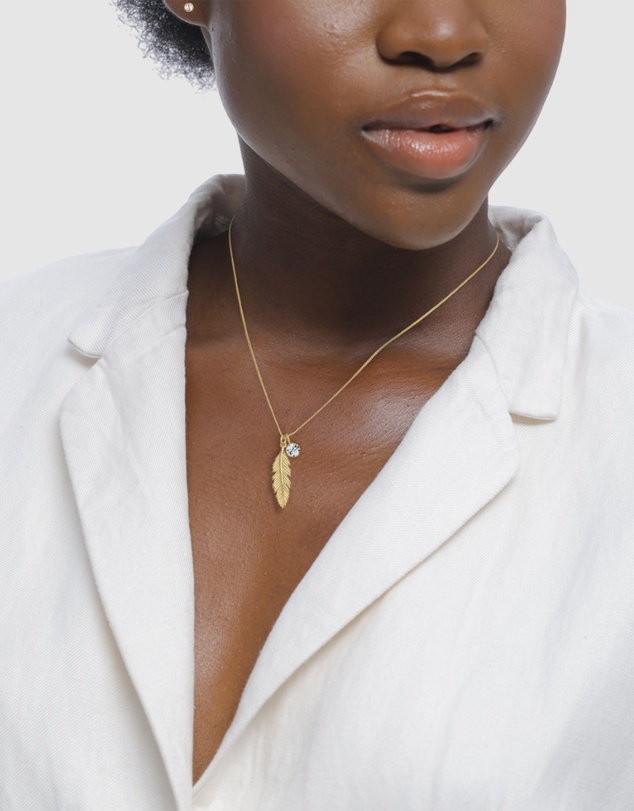 Elli Jewelry - Jewelry Set Crystal Feather 925 Sterling Silver Gold-Plated