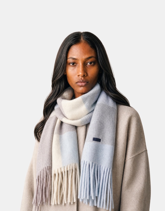 Henry Bucks - HENRY BUCKS Merino Wool Check Scarf BLUE MULTI