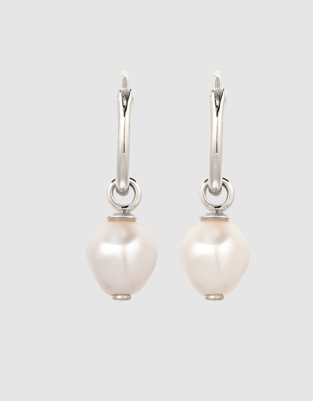 Kuzzoi - ICONIC EXCLUSIVE - Swarovski® Pearl Drop Hoop Earrings in 925 Silver