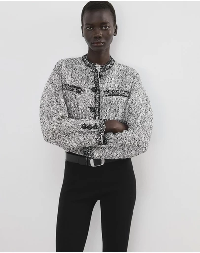 M.N.G - Tweed Jacket With Frayed Ends