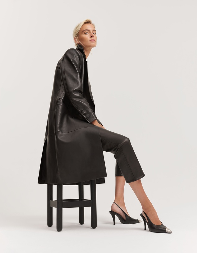 Country Road - Leather Double-breasted Coat