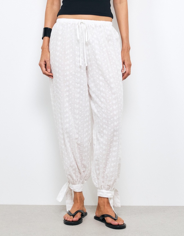 AERE - Tansy Embroidered Barrel Pants