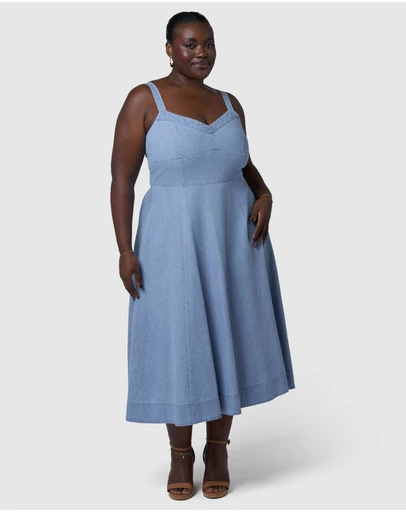 Indigo Tonic - Miki Denim Flared Midi Dress