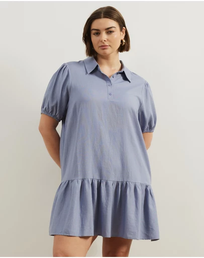 Atmos&Here Curvy - Lola Linen Blend Shirt Dress