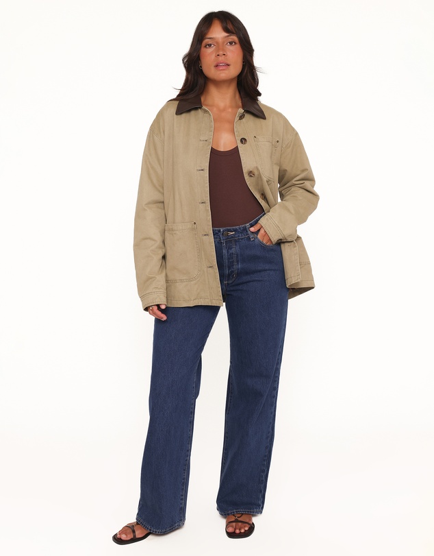 Petal & Pup - Elliot Contrast Collar Barn Jacket - Khaki