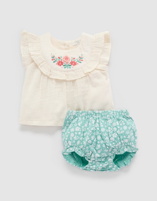 Purebaby - Embroidered Set -Kids-Babies