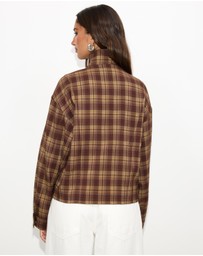 Dazie - Isla Funnel Neck Check Bomber Jacket