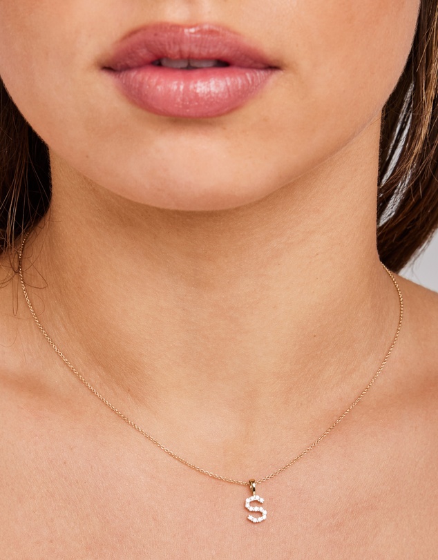Zoe Olivia - 9K Gold Lab Grown Diamond Initial S Pendant