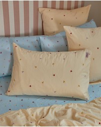 Mosey Me - Forget Me Not Embroidered Standard Pillowcase Set - Vanilla