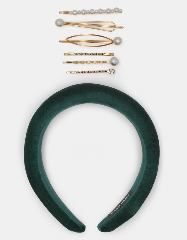 Morgan & Taylor - Evening Essentials Velvet Headband & Hair Pins Gift Pack in Emerald Green