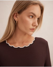 Forever New - Rebecca Scallop Long Sleeves Top