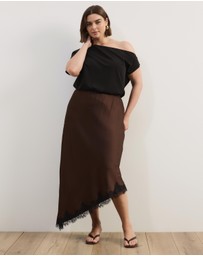 Atmos&Here Curvy - Leoni Asymmetric Lace Satin Skirt