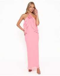 Petal & Pup - Zorina Halterneck Maxi Dress - Coral