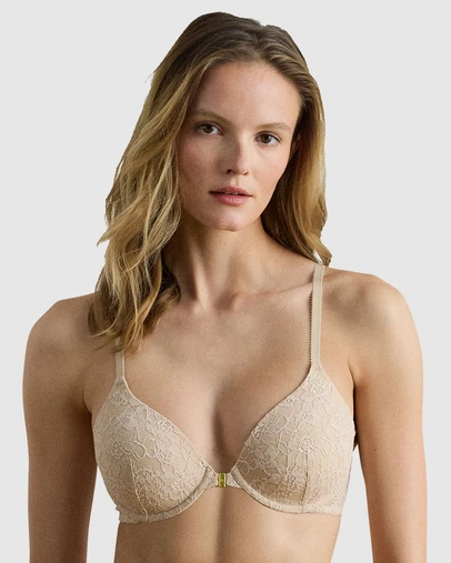 Lauren by Ralph Lauren - Lauren Lace Front Close Padded Racerback Bra