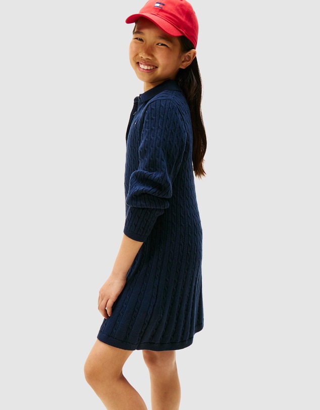 Tommy Hilfiger - Cable Knit Polo Collar Jumper Dress - Kids