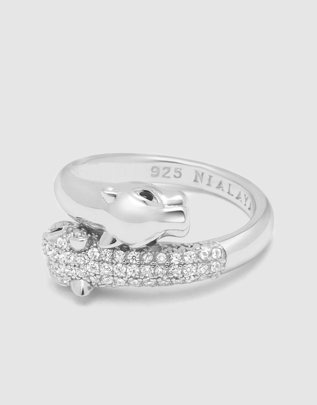 Nialaya Jewellery - Women's Twisted Panther Ring in Silver