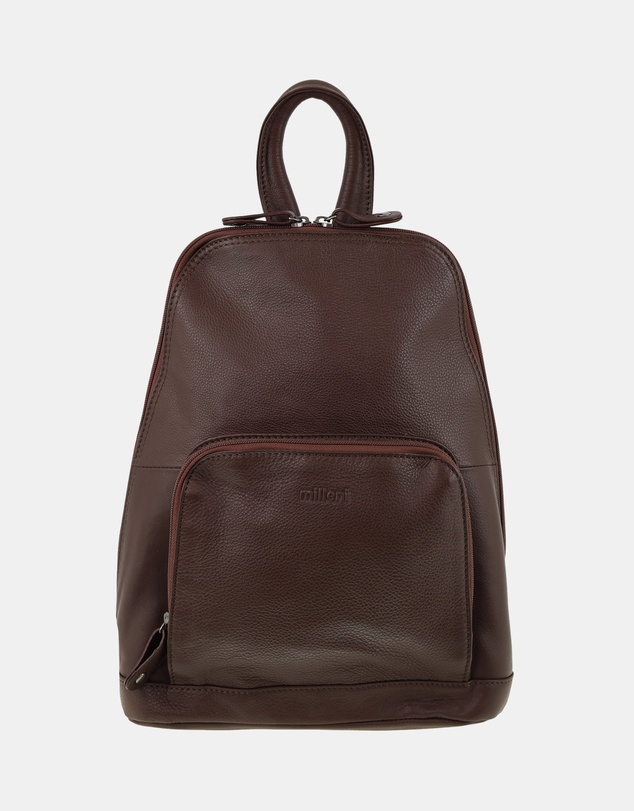 Milleni - Milleni Ladies Genuine Leather Twin Zip Backpack