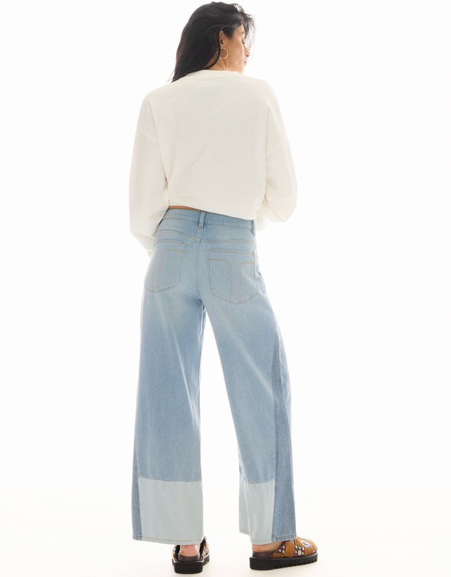 THE TALES - Farrah Wide Leg Patch-Worked Denim Jeans