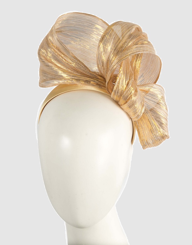 Fillies Collection - Bespoke Gold Bow Racing Fascinator
