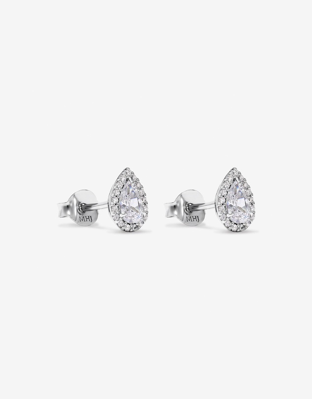 Michael Hill - Pear Cubic Zirconia Halo Stud Earrings in Sterling Silver