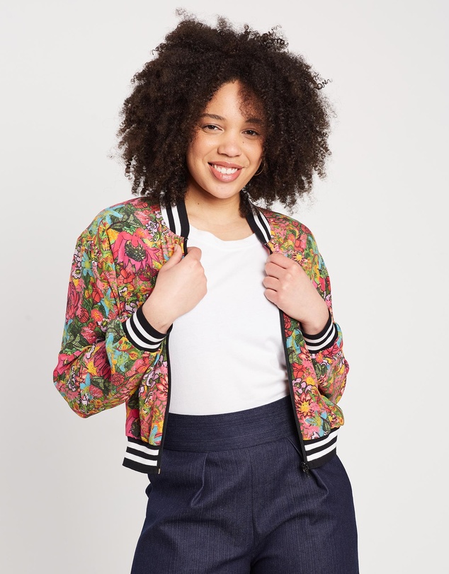 The Social Outfit - Fairfield Bloom Silk Aviator Jacket