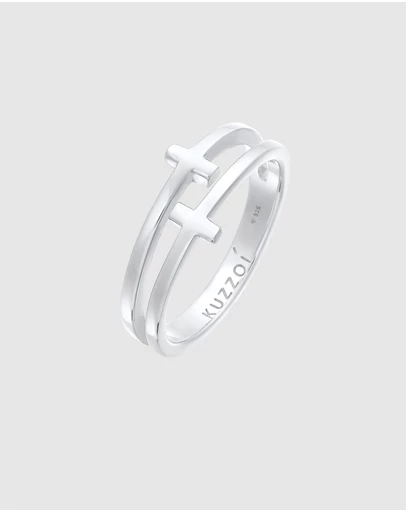 Kuzzoi - ICONIC EXCLUSIVE - Cross Band Ring in 925 Sterling Silver