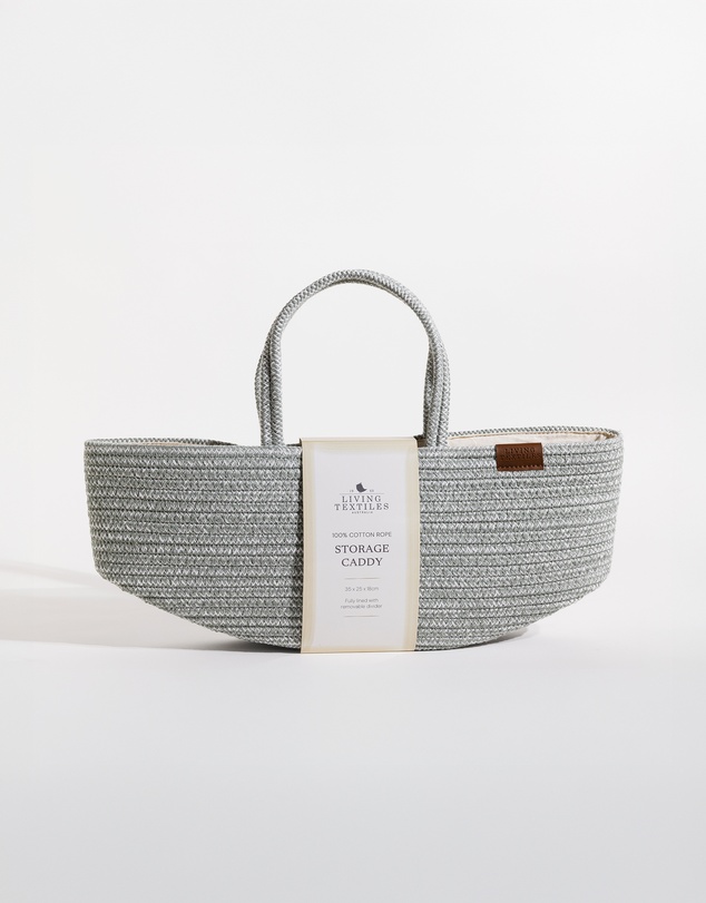 Living Textiles - Cotton Rope Storage Caddy with Divider - Sage