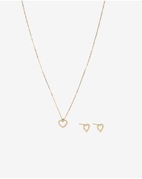 Michael Hill - Bead Heart Pendant and Stud Earrings Set in 10kt Yellow Gold