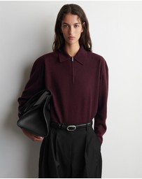 COS - Merino Wool-Yak Zip-Up Polo Shirt