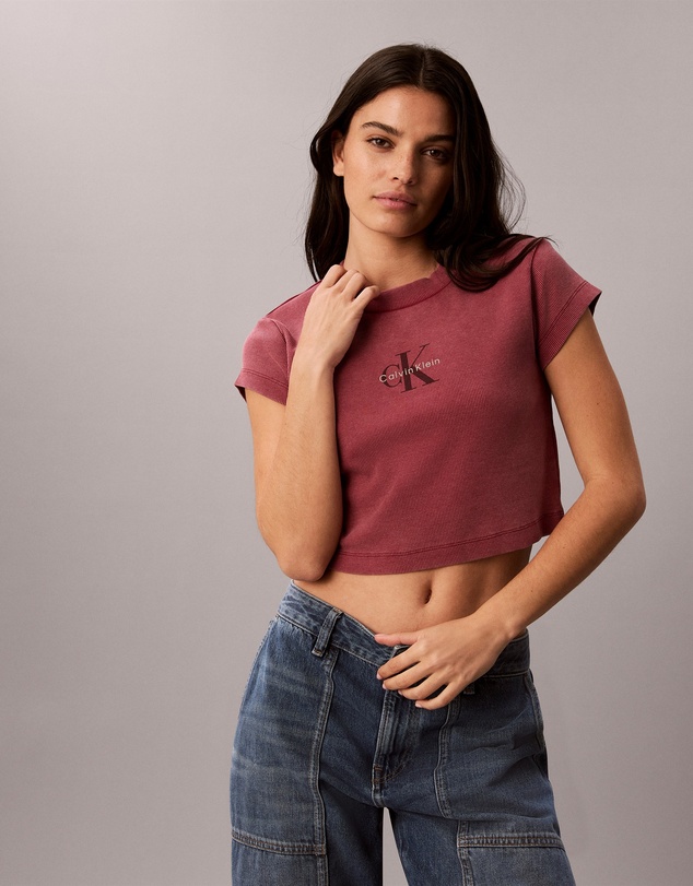Calvin Klein Jeans - Monologo Rib Acid Wash Baby Tee
