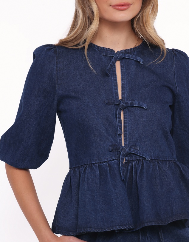 Petal & Pup - Charlotte Chambray Top - Mid Dark