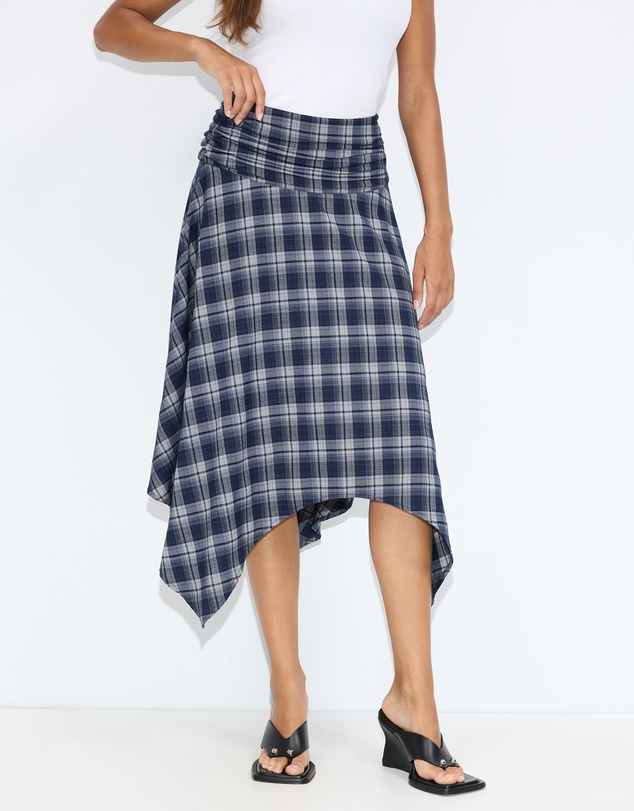 Dazie - Hamilton Hanky Hem Check Midi Skirt