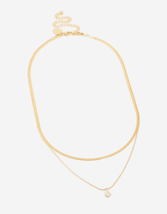 Lovisa - Waterproof Gold Plated Stainless Steel Cubic Zirconia & Snake Chain Layered Necklace