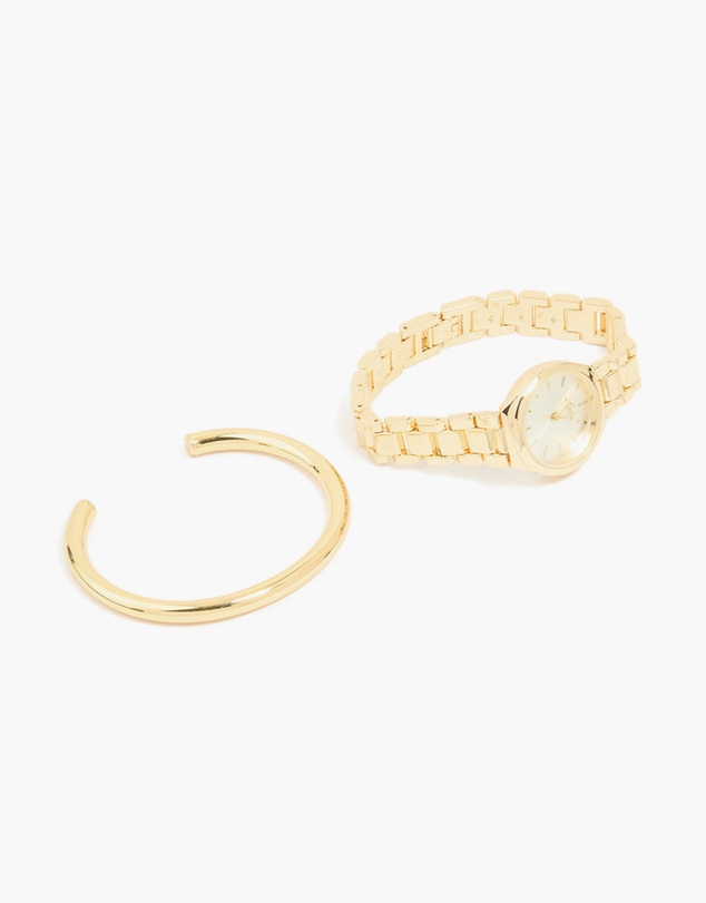 Lovisa - Gold Classic Wrist Cuff & Watch Set