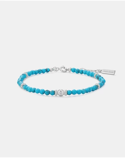 Ania Haie - Silver Lab-Created Turquoise Beaded Bracelet