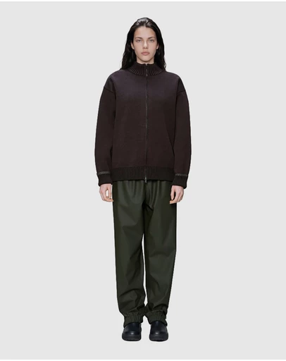 RAINS - Women's Sowa Knit Zip Cardigan Bark/Black