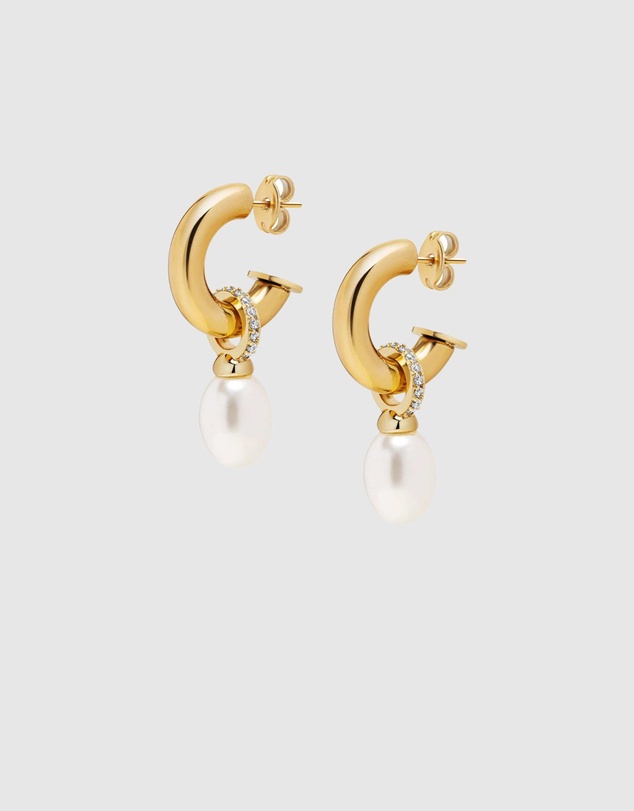 Nialaya Jewellery - Women's Chunky Pearl Hoops