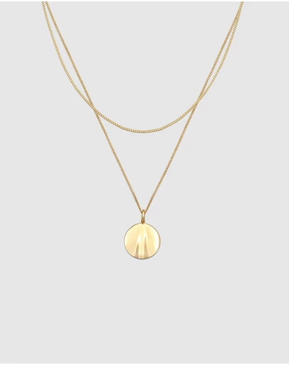 Elli Jewelry - Wave Platelet Layer Necklace in Gold-Plated 925 Silver