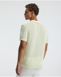 Calibre - Textured Open Knit Polo Citron
