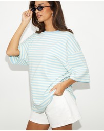Dazie - Nostalgia Stripe Oversized Boyfriend Tee