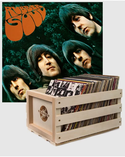 Universal Music - Crosley Record Storage Crate & The Beatles Rubber Soul - Vinyl Album Bundle