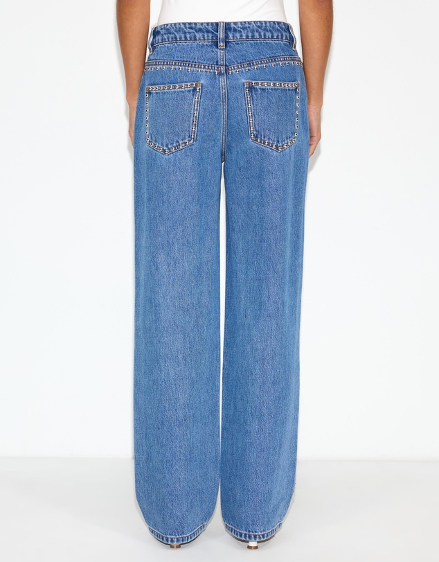 Dazie - Nights Out Studded Mid Rise Straight Leg Jeans