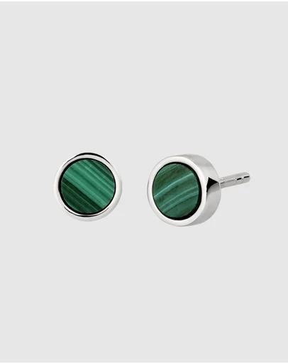 Kuzzoi - ICONIC EXCLUSIVE - Malachite Stud Earrings in 925 Silver