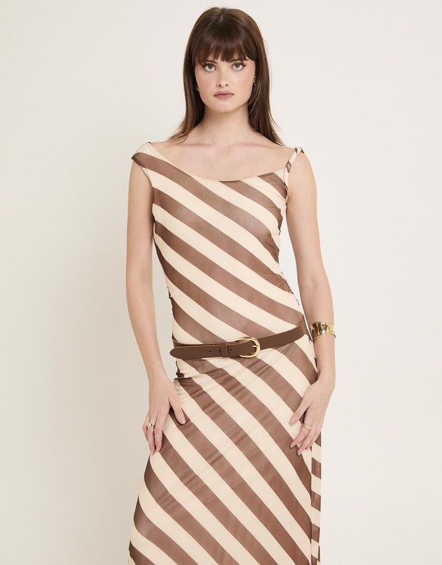 Alice In The Eve - Mesh Stripe Maxi Dress